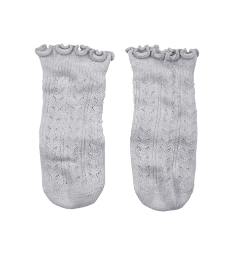 Toshi Organic Socks Knee Frilly Lace - Fog