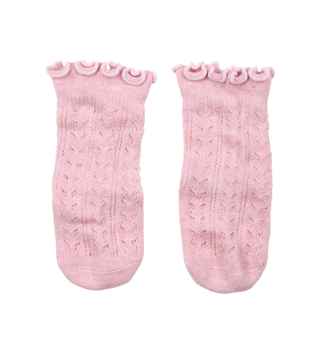 Toshi Organic Socks Knee Frilly Lace - Misty Rose
