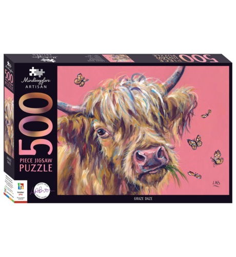 Mindboggler Artisian 500pc Jigsaw Pink Highland Cow