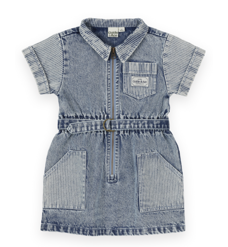 Goldie + Ace Piper Pinstripe Denim Belted Dress