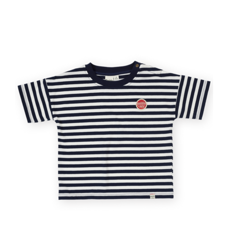 Goldie + Ace Essential Stripe Logo T-Shirt Navy