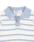 Bebe Brady Organic Knitted Polo Romper - Blue Stripe