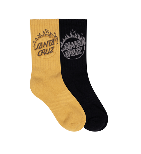 Santa Cruz Burnt Opus Crew Sock 2 Pk (Yth 2-8) - Tan/Black