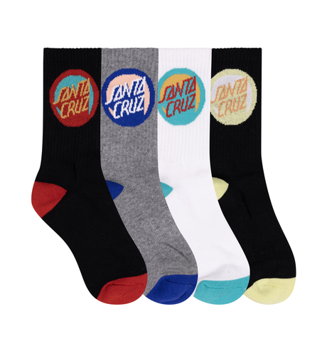 Santa Cruz Bold Shadow Dot Crew Sock 4 Pk  (Yth 2-8) - Black/White/Grey Marle/Bl