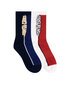 Santa Cruz Fisheye Strip Crew Sock 2 Pk  (Yth 2-8) - Dark Blue/Red