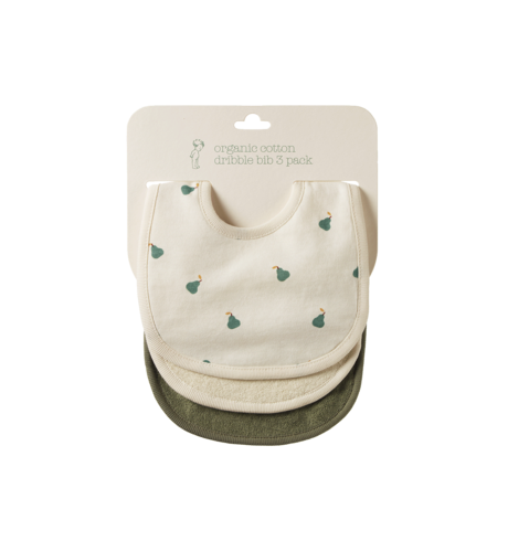 Nature Baby Dribble Bibs 3 Pack - Pears/Natural/Nettle
