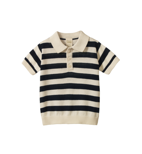 Nature Baby Stevie Polo - Navy Bold Stripe