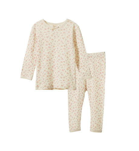 Nature Baby 2Pc L/S Pyjama Set Pointelle - Dandelion Print