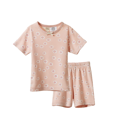 Nature Baby Shortie Pyjama Set - Flora Stamp Rose Dust Print