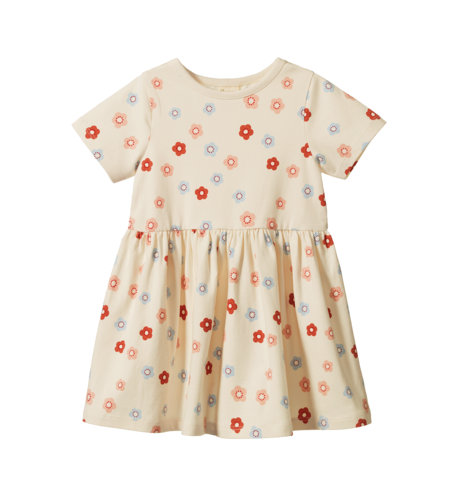Nature Baby Saturday Dress - Petite Flora Stamp Print