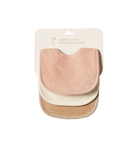 Nature Baby Dribble Bibs 3 Pack - Rose Dust/Natural/Nougat