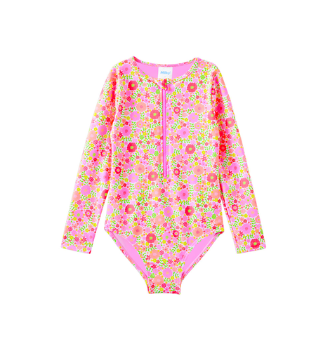 Milky Neon Bloom L/S Swimsuit