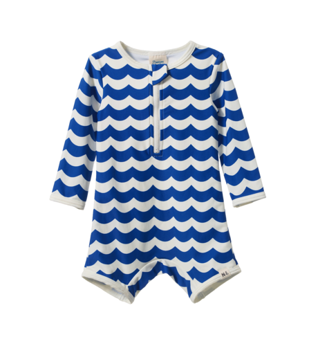 Nature Baby One Piece Bathing Trunks - Waves Blue Print