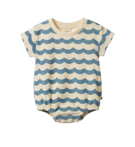 Nature Baby Juno Romper Terry - Waves Print