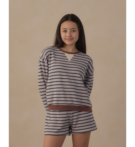Rylee + Cru Teen Oversized Crew Sweatshirt Midnight Stripe