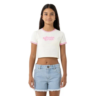 Santa Cruz Groovy Stack Front S/S Baby Tee - Cream