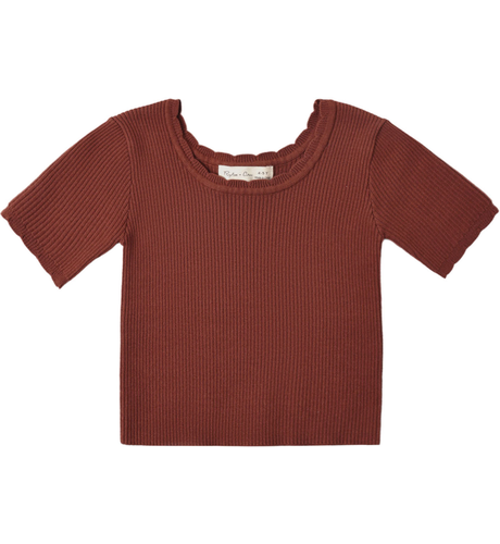 Rylee + Cru Scallop Tee Brick