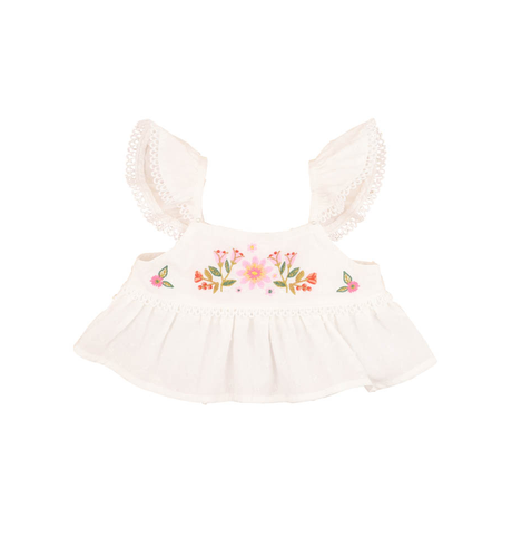 Fox & Finch Paradiso Embroidered Shirred Top