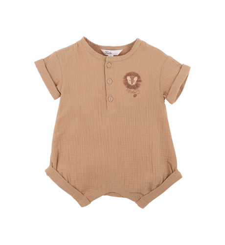 Bebe Sway Textured Embroidered Lion Romper