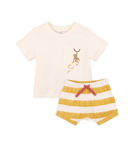 Bebe Sway Organic Wide Rib Shorts & Tee Set
