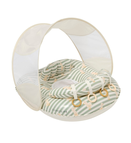 Sunnylife Interactive Baby Float Duck - Sage Stripe