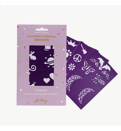 Oh Flossy Reusable Adhesive Face Paint & Makeup Stencils - Purple