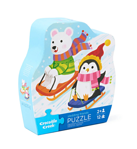 Croc Creek 12-Pc Mini Shaped Box Puzzle - Sledding Friends