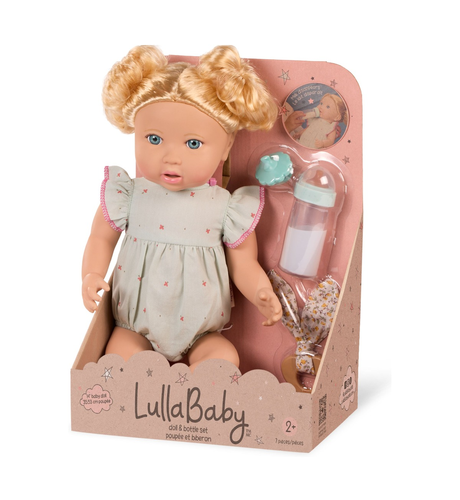 Lullababy 14" Doll w/ Blonde Hair and Bottle Set