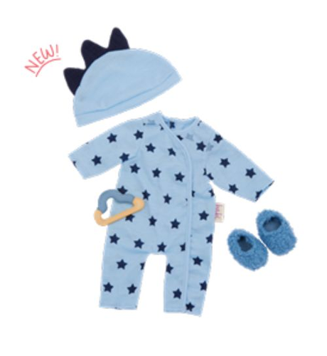 Lullababy 14" Outfit - Blue Stars Blue Pajama & Hat Clothing Set