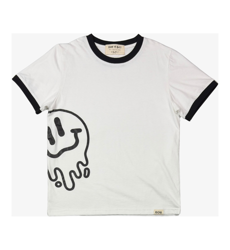 Band of Boys White Ringer Smiley Tee