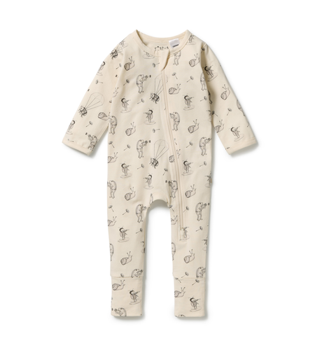 Wilson & Frenchy Whispering Willows Organic Zipsuit w Feet