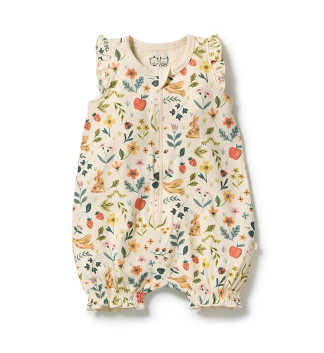Wilson & Frenchy Summer Garden Organic Ruffle Zipsuit