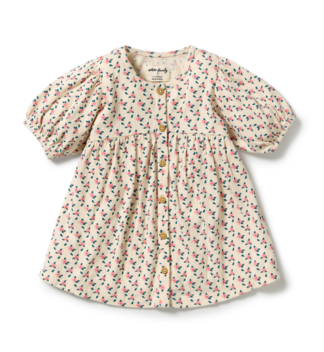 Wilson & Frenchy Little Blossom Organic Crinkle Button Dress
