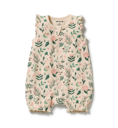 Wilson & Frenchy Sweet Bloom Organic Ruffle Zipsuit