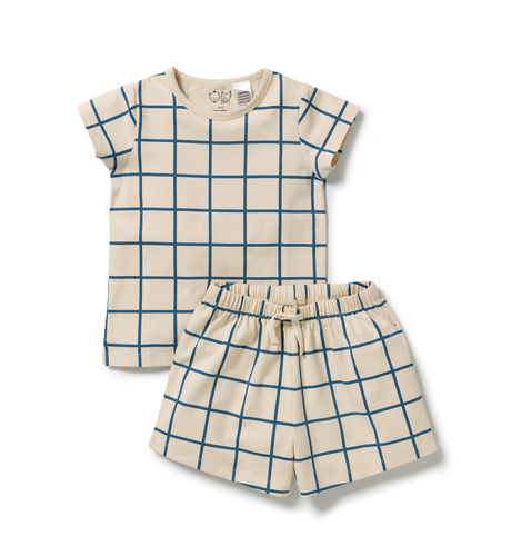 Wilson & Frenchy Bright Blue Check Organic S/S Pyjamas