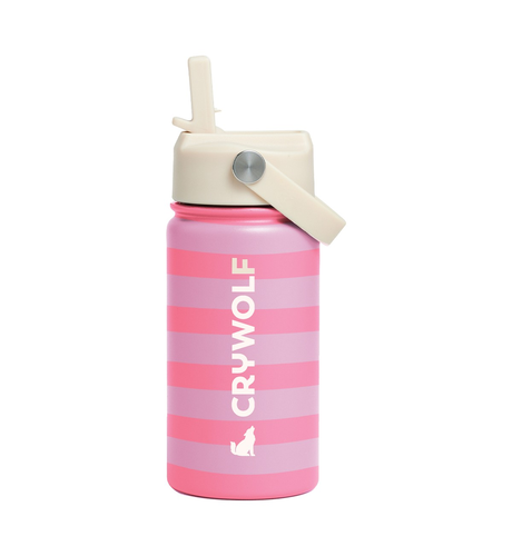 Crywolf Drink Bottle 400ml - Flamingo Stripe