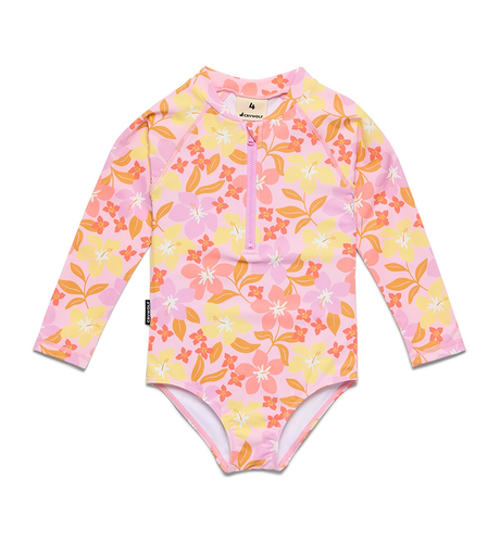 Crywolf Long Sleeve Swimsuit - Hibiscus Daze