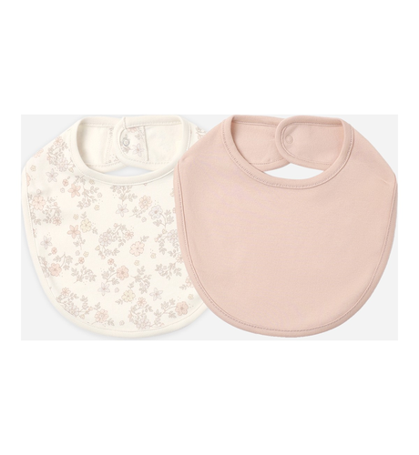 Quincy Mae Jersey Snap Bib 2 Pk - Floral Vine/Dusty Rose