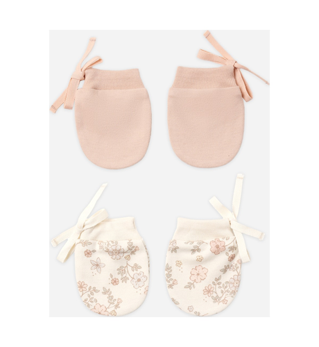 Quincy Mae No Scratch Mittens 2pk - Floral Vine/Dusty Rose