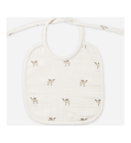 Quincy Mae Woven Tie Bib - Moose