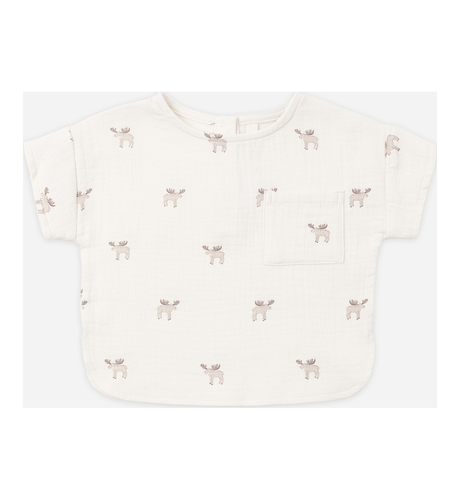 Quincy Mae Woven Boxy Top - Moose
