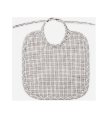 Quincy Mae Woven Tie Bib - Blue Gingham Cloud