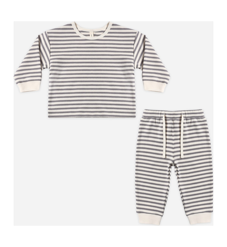 Quincy Mae Cozy Set - Slate Stripe