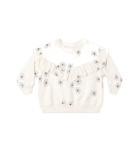 Quincy Mae Ruffle Fleece Sweatshirt - Blue Daisy