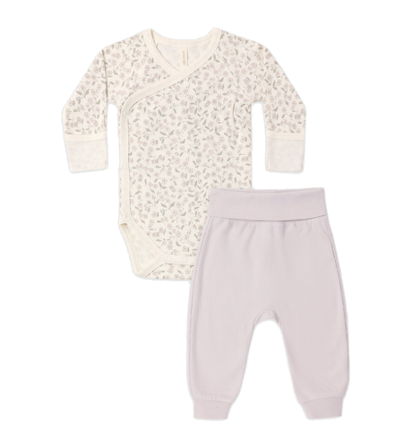 Quincy Mae Side Snap Bodysuit + Pant Set - Floret