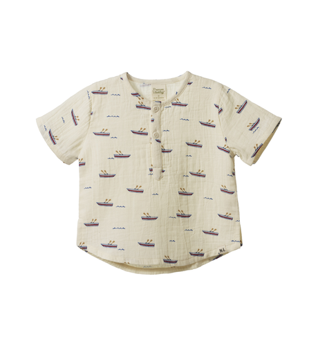 Nature Baby S/S Caravan Shirt Muslin - Row Boats Print