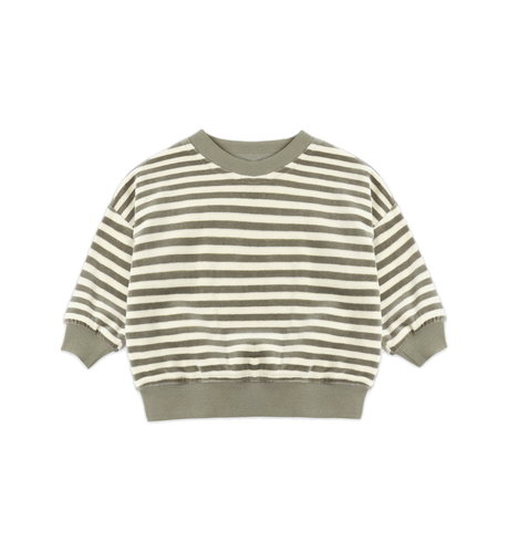 Quincy Mae Velour Relaxed Sweatshirt - Spruce Stripe