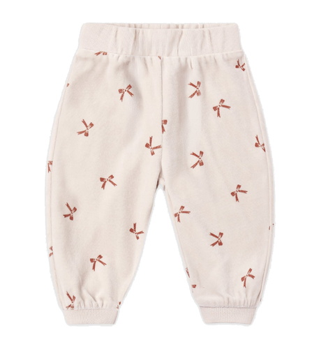 Quincy Mae Velour Relaxed Sweatpant - Red Bows
