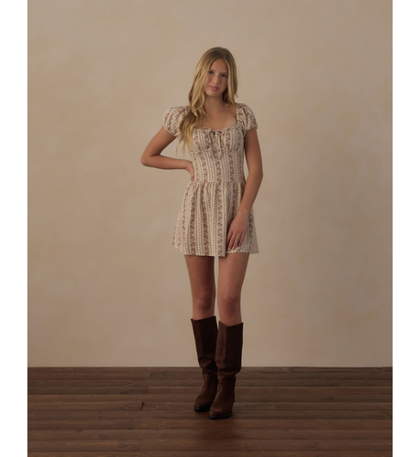 Rylee + Cru Teen Alex Dress - Floral Stripe Natural