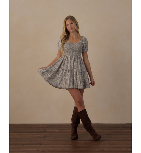 Rylee + Cru Teen Emily Dress - Slate Floral Ivory